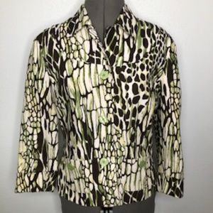 Bob Mackie Animal Print Fully Lined Button Front Jacket Size 8